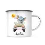 Lade das Bild in den Galerie-Viewer, Emaille personalisierte Tasse Kinder Name Tasse Tiere Babygeschenke Kindergarten Tasse Camping personalisiert Kindertasse mit Namen - GlamourDesign

