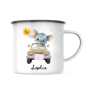 Emaille personalisierte Tasse Kinder Name Tasse Tiere Babygeschenke Kindergarten Tasse Camping personalisiert Kindertasse mit Namen - GlamourDesign
