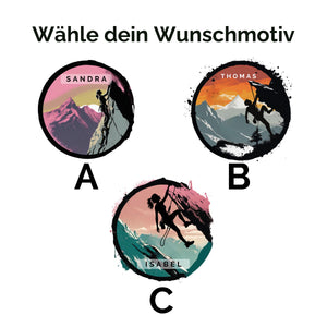 Emaille Tasse für Bergsteiger mit Wunschnamen Kletterin Geschenk Kletterer Becher Geburstagsgeschenk - GlamourDesign