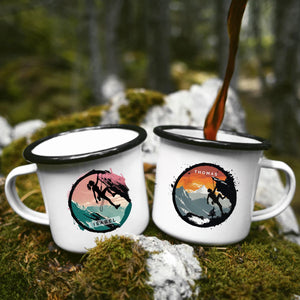 Emaille Tasse für Bergsteiger mit Wunschnamen Kletterin Geschenk Kletterer Becher Geburstagsgeschenk - GlamourDesign