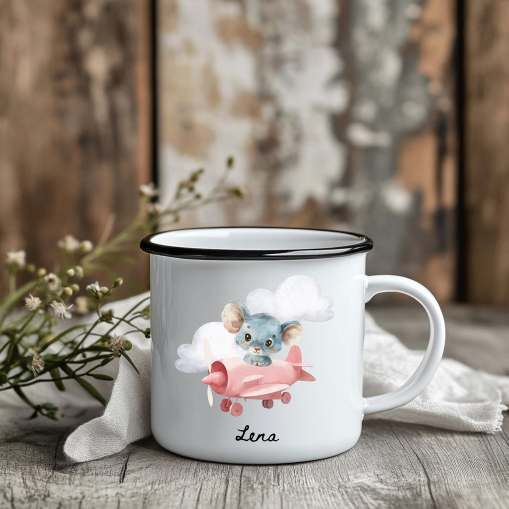 Emaille personalisierte Tasse Kinder Name Tasse Tiere Babygeschenke Kindergarten Tasse Camping personalisiert Kindertasse mit Namen - GlamourDesign