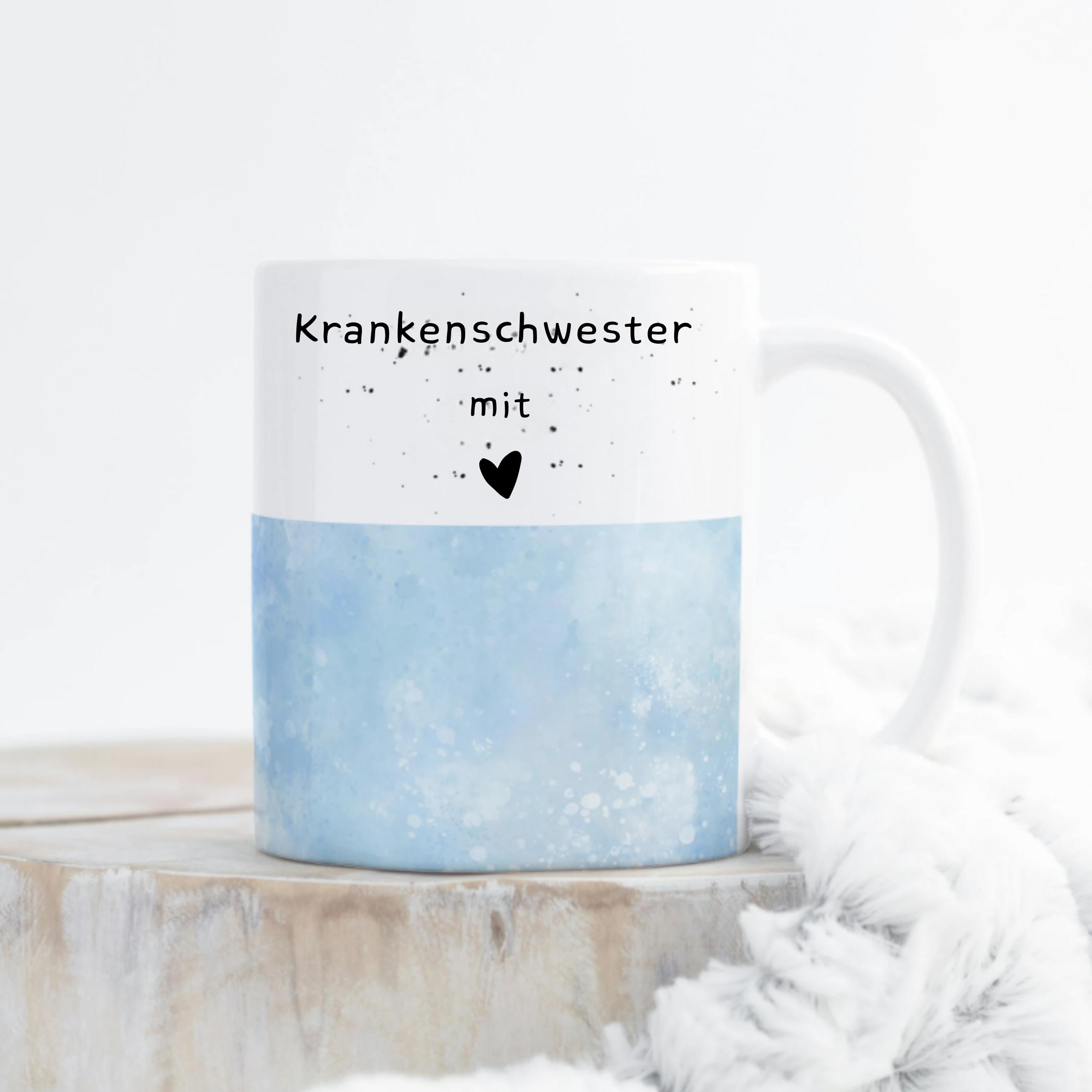 Personalisierte Tasse für Krankenschwester mit Herz Geschenk Krankenschwester Tasse mit Wunschtext Geschenkidee Individuell bedruckt - GlamourDesign