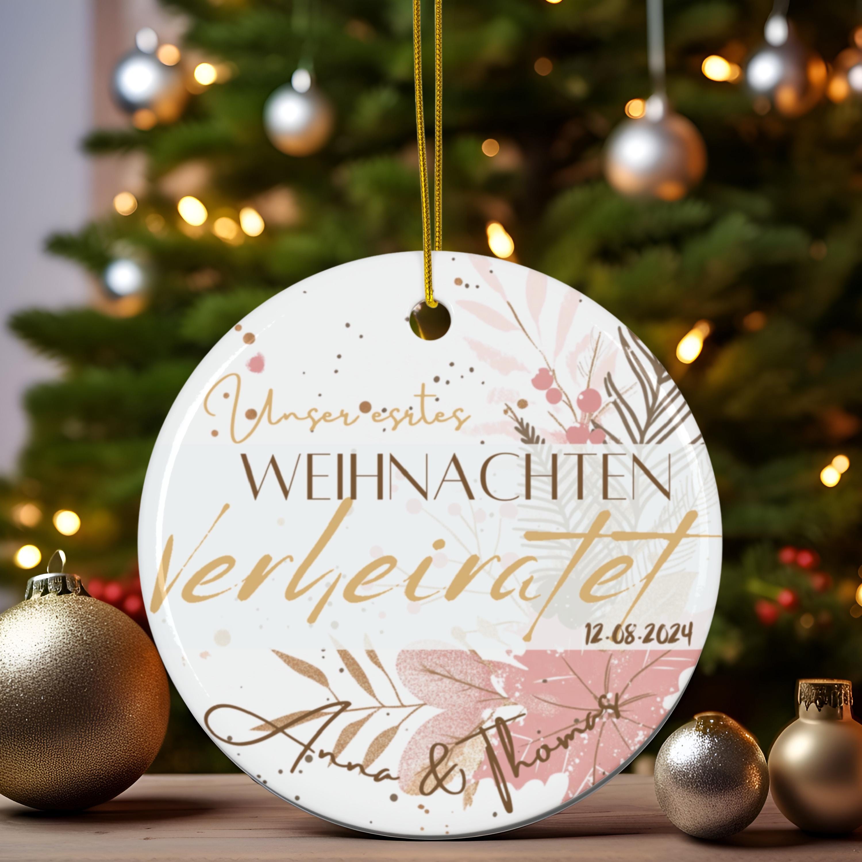 Personalisierter Hochzeitsornament Individueller Baumschmuck Erstes Weihnachten verlobt verheiratet Namensornament Geschenk für Paare - GlamourDesign