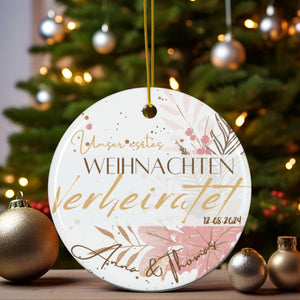 Personalisierter Hochzeitsornament Individueller Baumschmuck Erstes Weihnachten verlobt verheiratet Namensornament Geschenk für Paare - GlamourDesign
