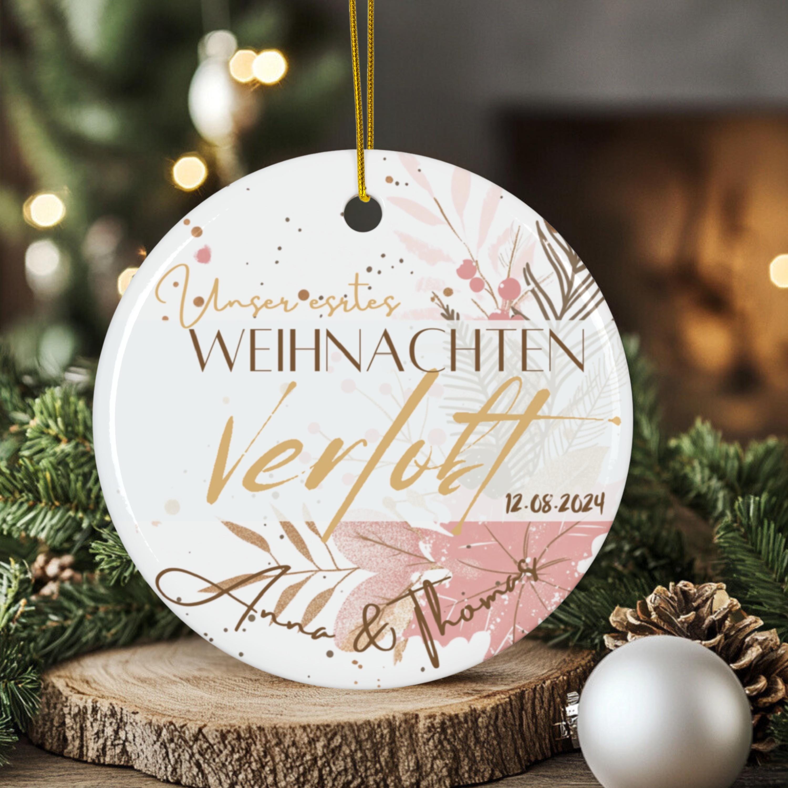 Personalisierter Hochzeitsornament Individueller Baumschmuck Erstes Weihnachten verlobt verheiratet Namensornament Geschenk für Paare - GlamourDesign
