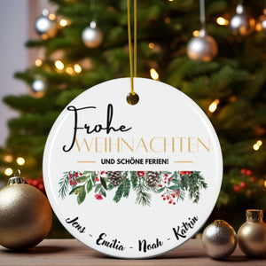Personalisierter Weihnachtsbaumanhänger mit Familiennamen Individueller Christbaumschmuck bedruckt Weihnachtsdeko Geschenk mit Wunschtext - GlamourDesign