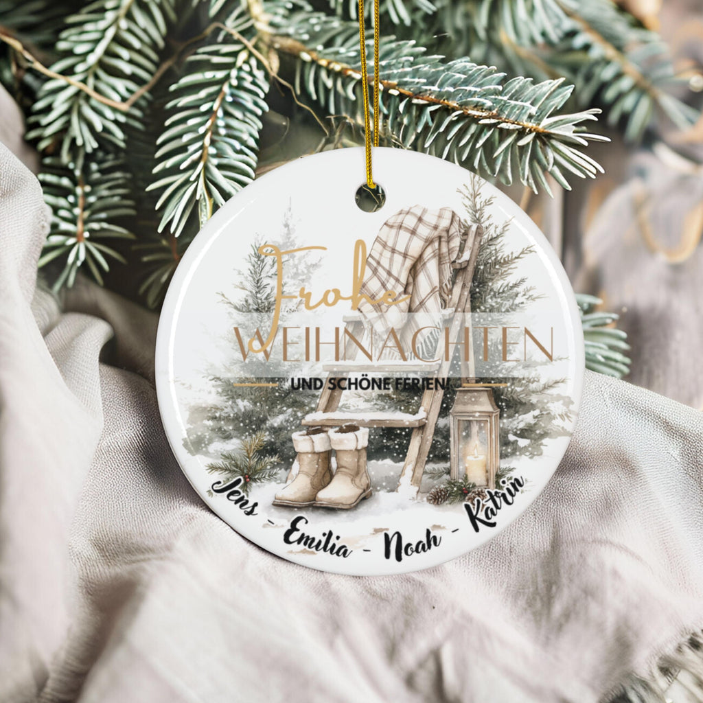 Personalisierter Weihnachtsbaumanhänger mit Familiennamen Individueller Christbaumschmuck bedruckte Weihnachtsdeko Geschenk mit Wunschtext - GlamourDesign