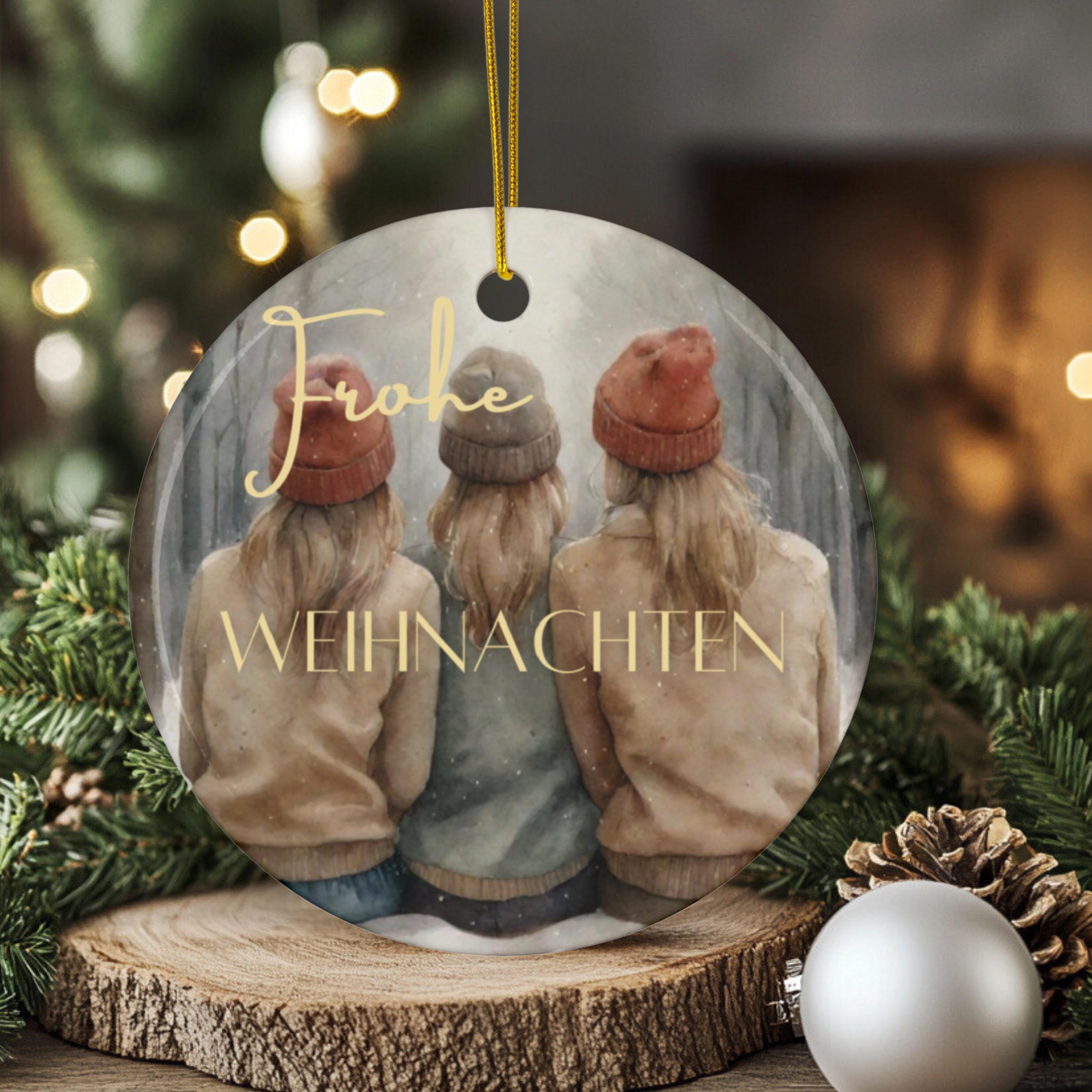 Personalisierter Weihnachtsbaumanhänger für Beste Freundinnen Individueller Christbaumschmuck Geschenk für Besties Weihnachtsdeko Wunschtext - GlamourDesign