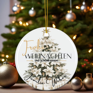 Personalisierter Weihnachtsbaumanhänger mit Familiennamen Individueller Christbaumschmuck bedruckte Weihnachtsdeko Geschenk mit Wunschtext - GlamourDesign