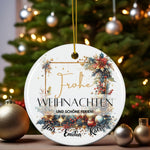 Lade das Bild in den Galerie-Viewer, Personalisierter Weihnachtsbaumanhänger mit Familiennamen Individueller Christbaumschmuck bedruckte Weihnachtsdeko Geschenk mit Wunschtext - GlamourDesign
