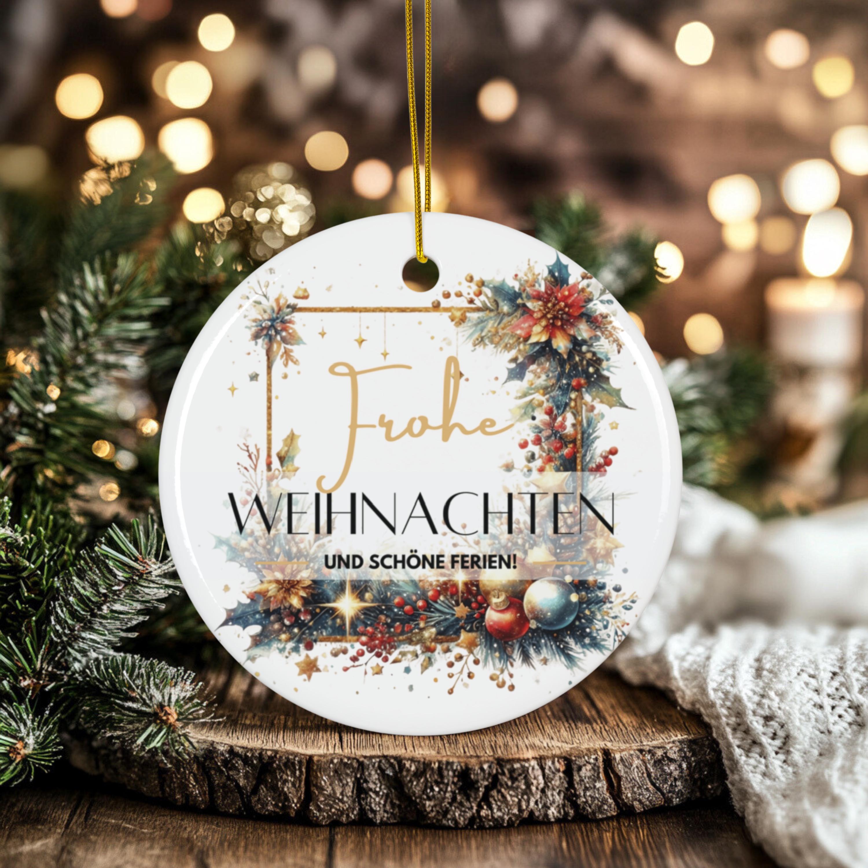 Personalisierter Weihnachtsbaumanhänger mit Familiennamen Individueller Christbaumschmuck bedruckte Weihnachtsdeko Geschenk mit Wunschtext - GlamourDesign