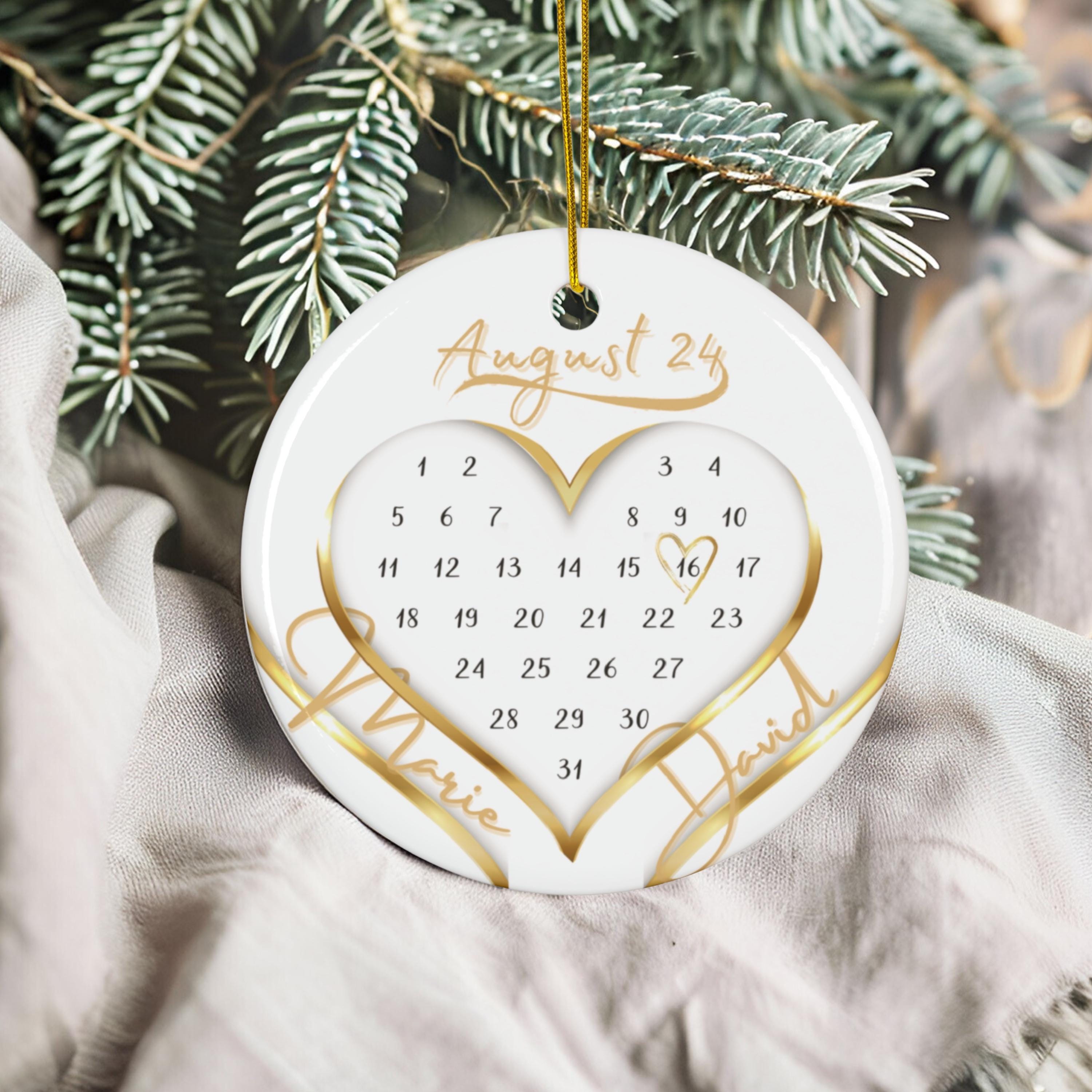 Personalisierter Hochzeitsornament Individueller Baumschmuck Erstes Weihnachten verlobt verheiratet Namensornament Geschenk für Paare - GlamourDesign