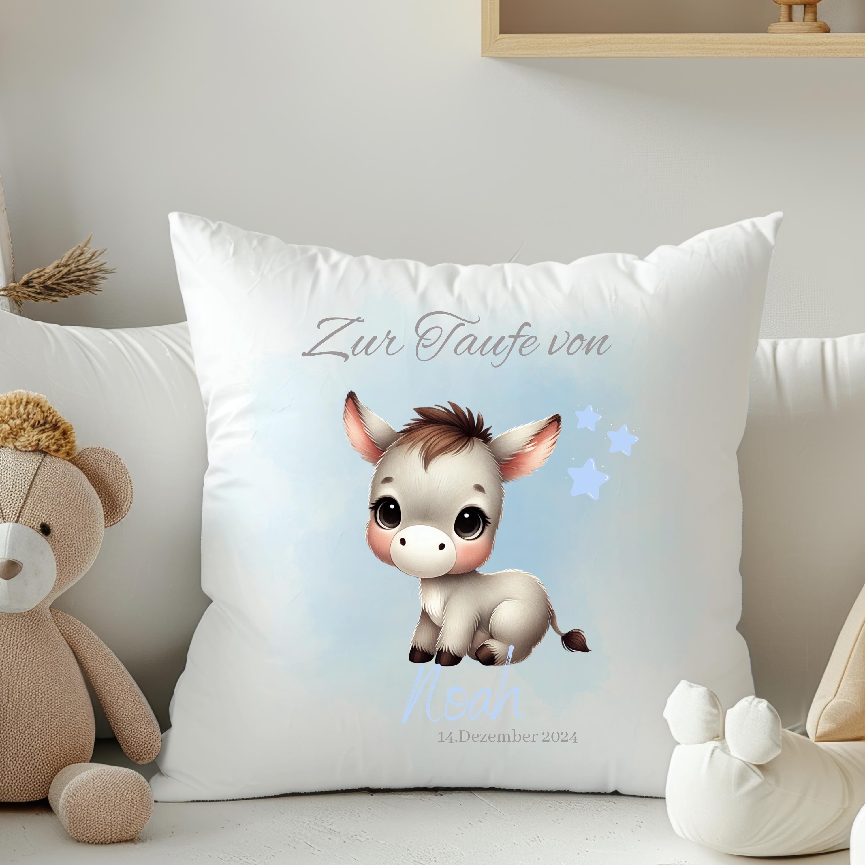 Personalisierte Taufkissen für Mädchen und Jungen - Mit Namen & Datum - Individuelle Geschenke zur Taufe - GlamourDesign