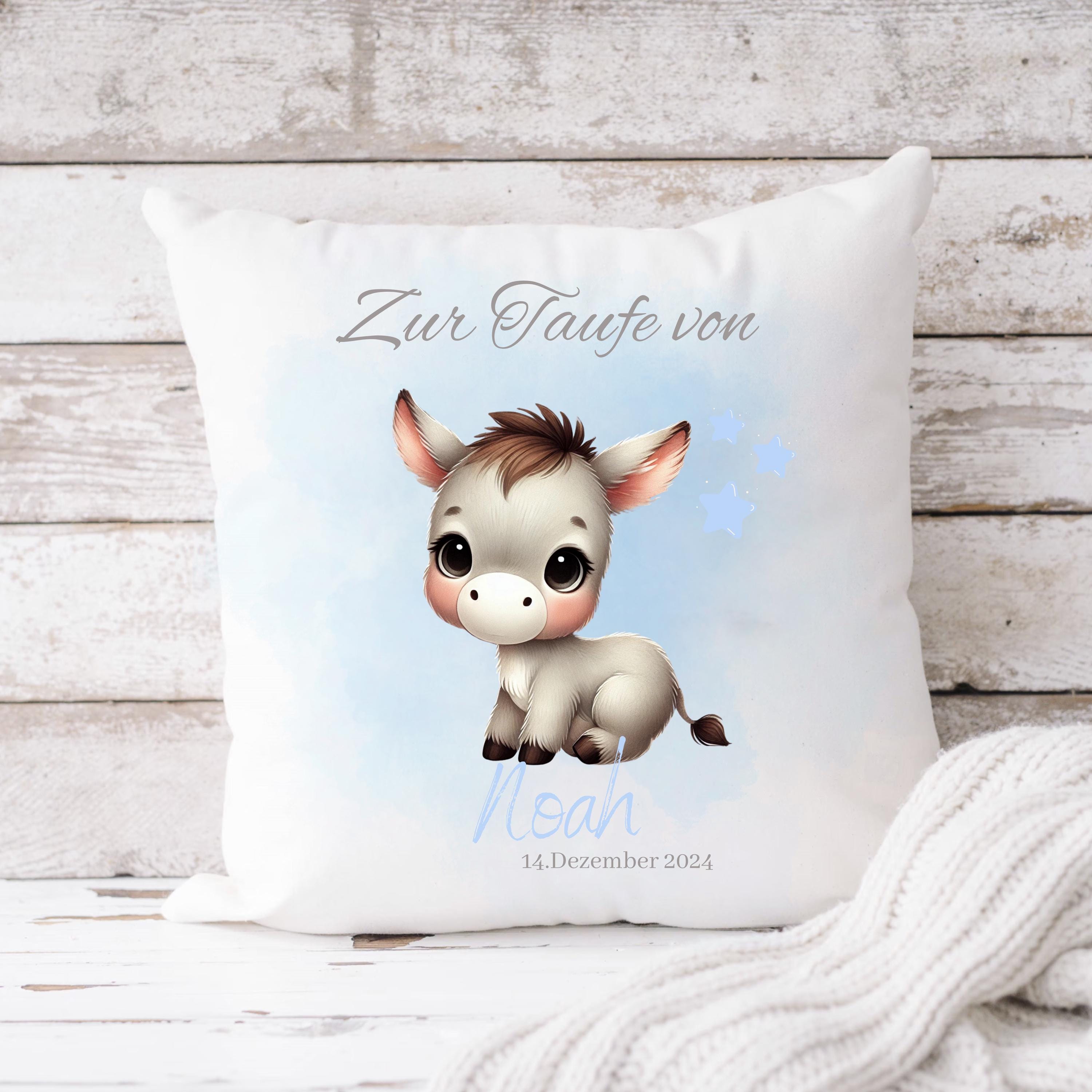 Personalisierte Taufkissen für Mädchen und Jungen - Mit Namen & Datum - Individuelle Geschenke zur Taufe - GlamourDesign