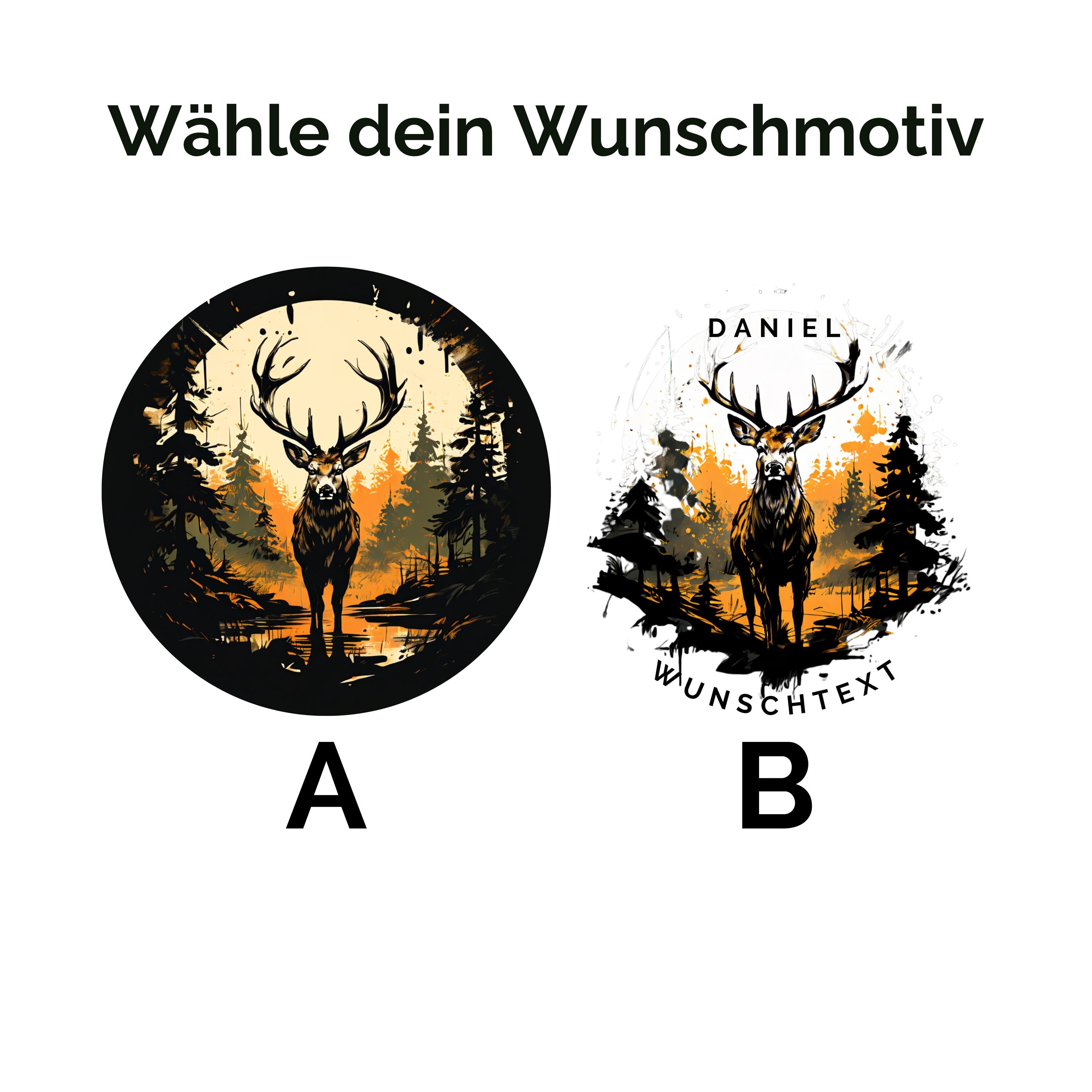 Personalisierbar emaille Tasse mit Namen und Wunschtext | Hirsch-Motiv Geschenk für Naturfreunde | Geburtstag Geschenk für Jäger - GlamourDesign