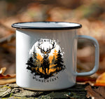 Lade das Bild in den Galerie-Viewer, Personalisierbar emaille Tasse mit Namen und Wunschtext | Hirsch-Motiv Geschenk für Naturfreunde | Geburtstag Geschenk für Jäger - GlamourDesign
