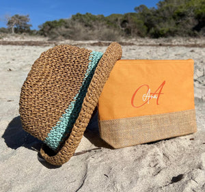 Personalisierte Kosmetiktasche aus Jute Schminktasche Geschenk mit Namen in 3 Farben - GlamourDesign