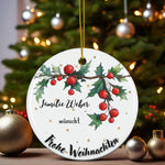 Lade das Bild in den Galerie-Viewer, Personalisierter Weihnachtsbaumanhänger mit Familiennamen Individueller Christbaumschmuck bedruckte Weihnachtsdeko Geschenk mit Wunschtext - GlamourDesign
