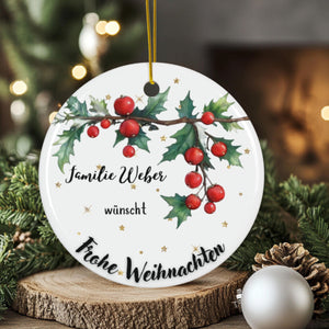 Personalisierter Weihnachtsbaumanhänger mit Familiennamen Individueller Christbaumschmuck bedruckte Weihnachtsdeko Geschenk mit Wunschtext - GlamourDesign