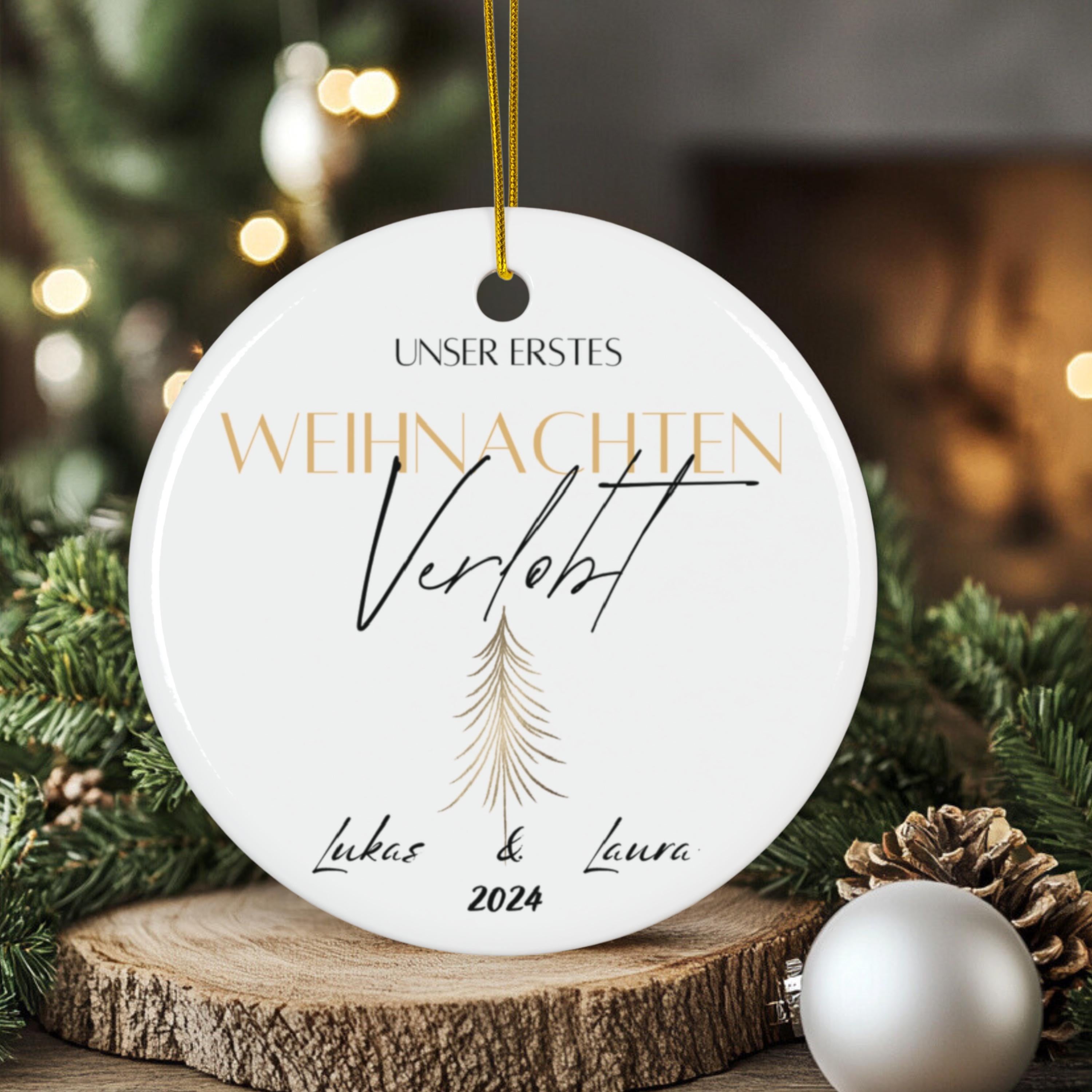 Personalisierter Hochzeitsornament Individueller Baumschmuck Erstes Weihnachten verlobt verheiratet Namensornament Geschenk für Paare - GlamourDesign