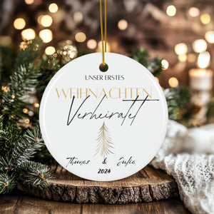 Personalisierter Hochzeitsornament Individueller Baumschmuck Erstes Weihnachten verlobt verheiratet Namensornament Geschenk für Paare - GlamourDesign