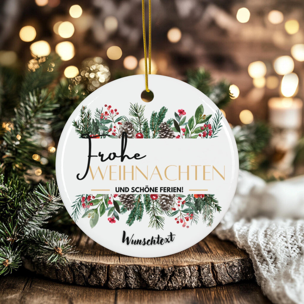 Personalisierter Weihnachtsbaumanhänger mit Familiennamen Individueller Christbaumschmuck bedruckt Weihnachtsdeko Geschenk mit Wunschtext - GlamourDesign