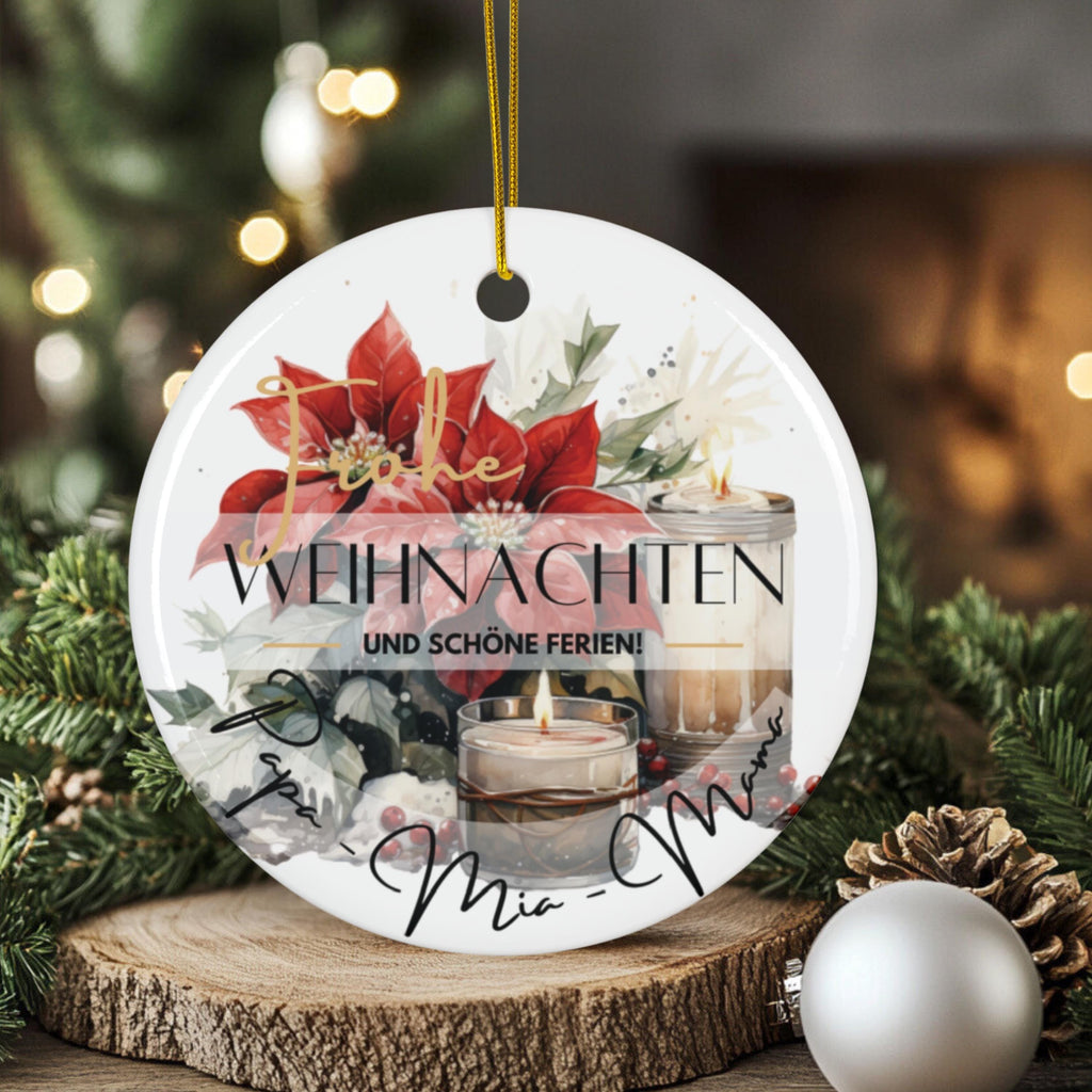 Personalisierter Weihnachtsbaumanhänger mit Familiennamen Individueller Christbaumschmuck bedruckte Weihnachtsdeko Geschenk mit Wunschtext - GlamourDesign