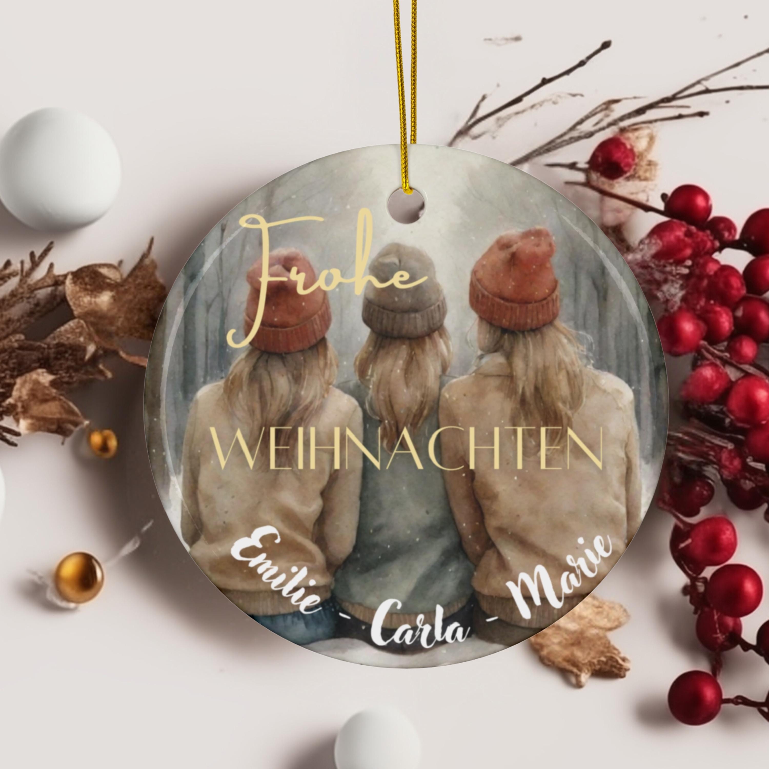 Personalisierter Weihnachtsbaumanhänger für Beste Freundinnen Individueller Christbaumschmuck Geschenk für Besties Weihnachtsdeko Wunschtext - GlamourDesign