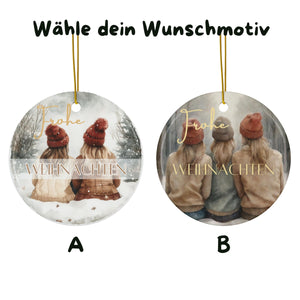 Personalisierter Weihnachtsbaumanhänger für Beste Freundinnen Individueller Christbaumschmuck Geschenk für Besties Weihnachtsdeko Wunschtext - GlamourDesign