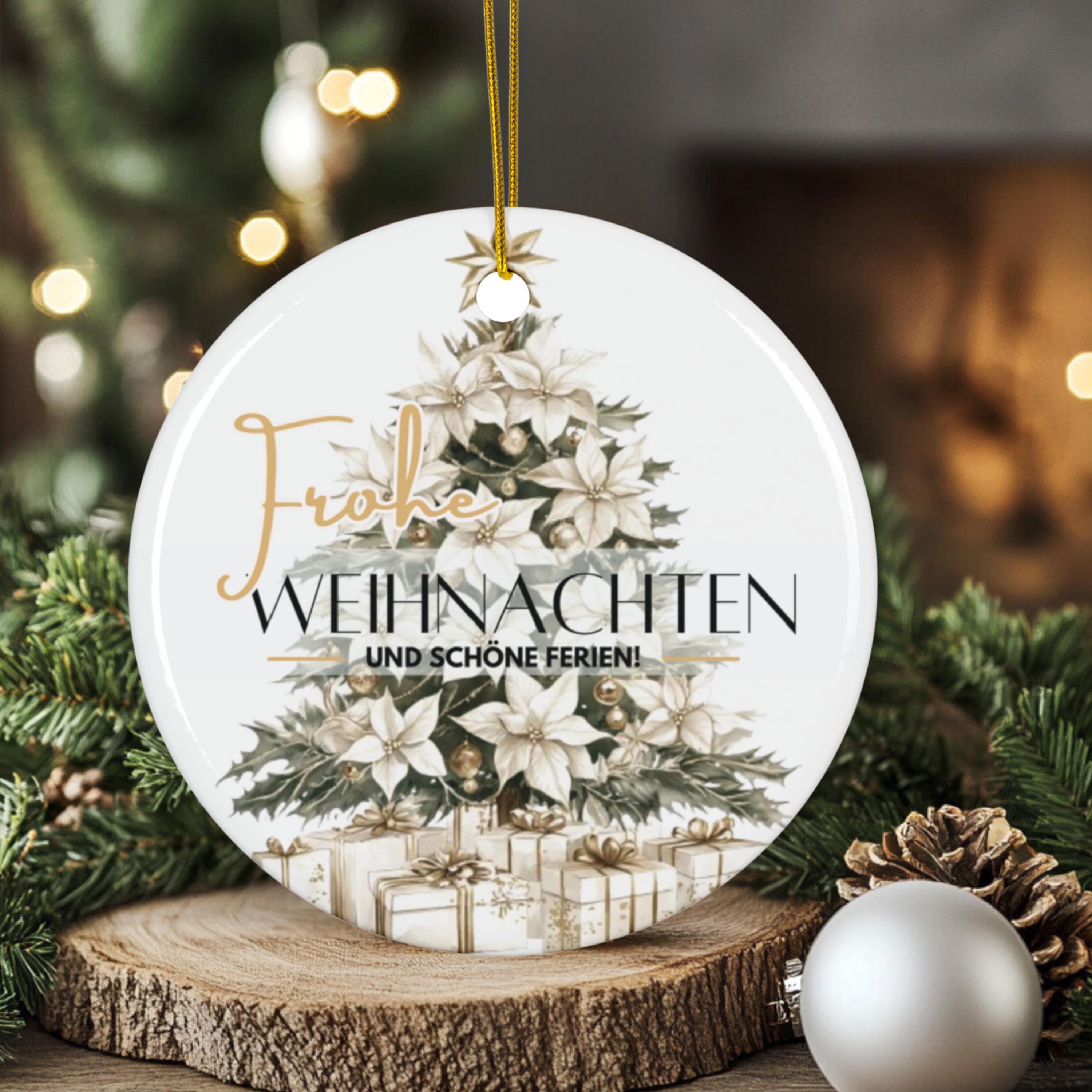 Personalisierter Weihnachtsbaumanhänger mit Familiennamen Individueller Christbaumschmuck bedruckte Weihnachtsdeko Geschenk mit Wunschtext - GlamourDesign