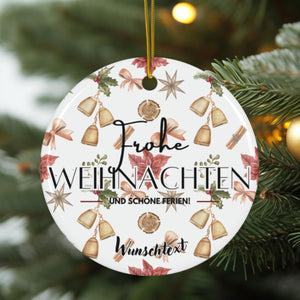 Personalisierter Weihnachtsbaumanhänger mit Familiennamen Individueller Christbaumschmuck bedruckte Weihnachtsdeko Geschenk mit Wunschtext - GlamourDesign