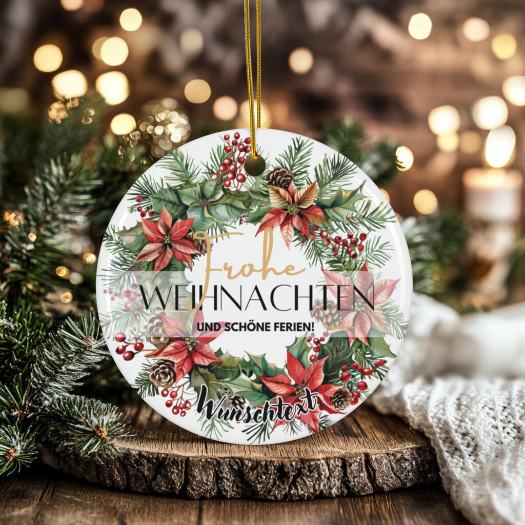 Personalisierter Weihnachtsbaumanhänger mit Familiennamen Individueller Christbaumschmuck bedruckte Weihnachtsdeko Geschenk mit Wunschtext - GlamourDesign