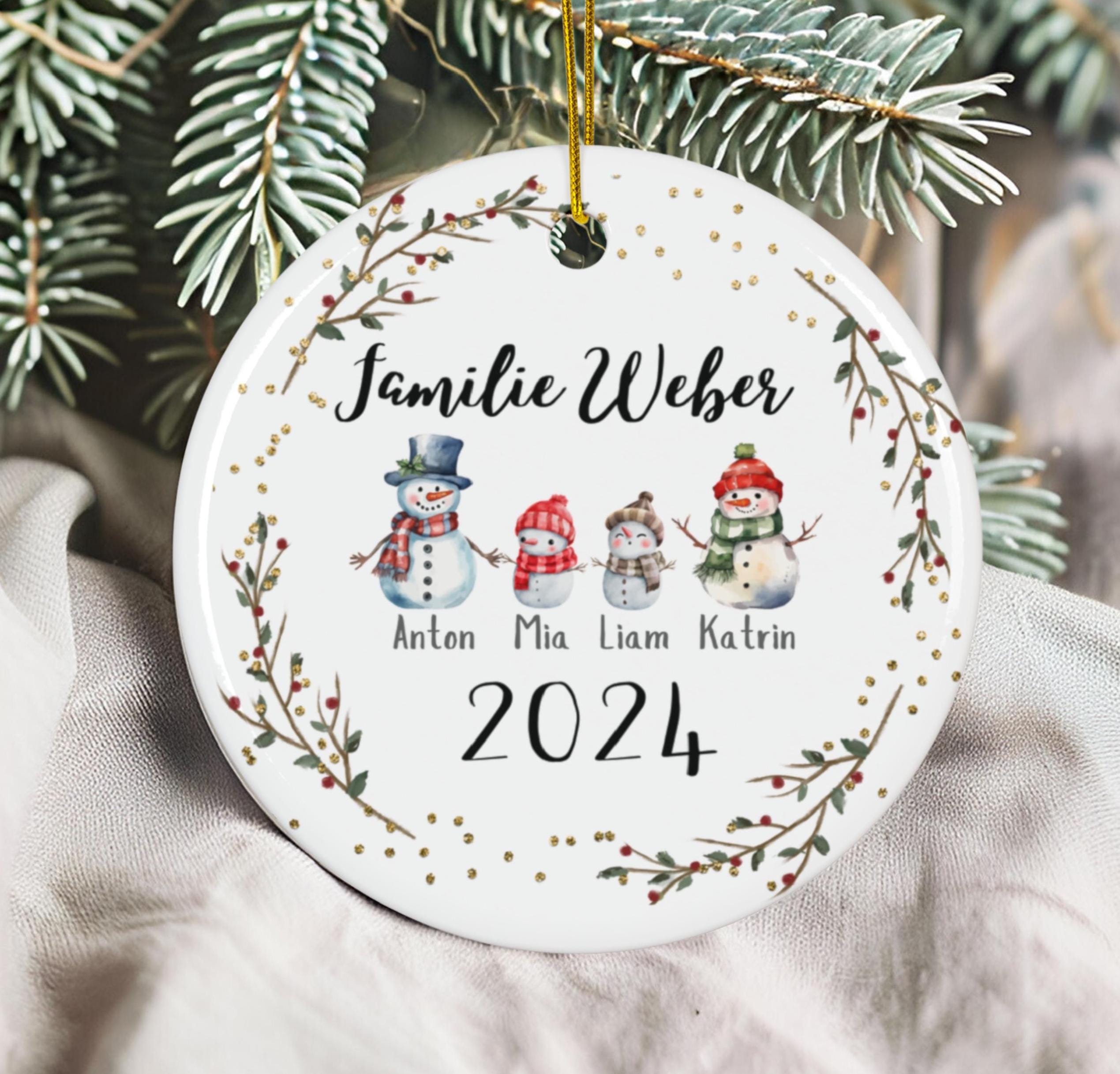 Personalisierter Weihnachtsbaumanhänger mit Familiennamen – Individueller Christbaumschmuck bedruckt – Weihnachtsdeko Geschenk mit Namen - GlamourDesign