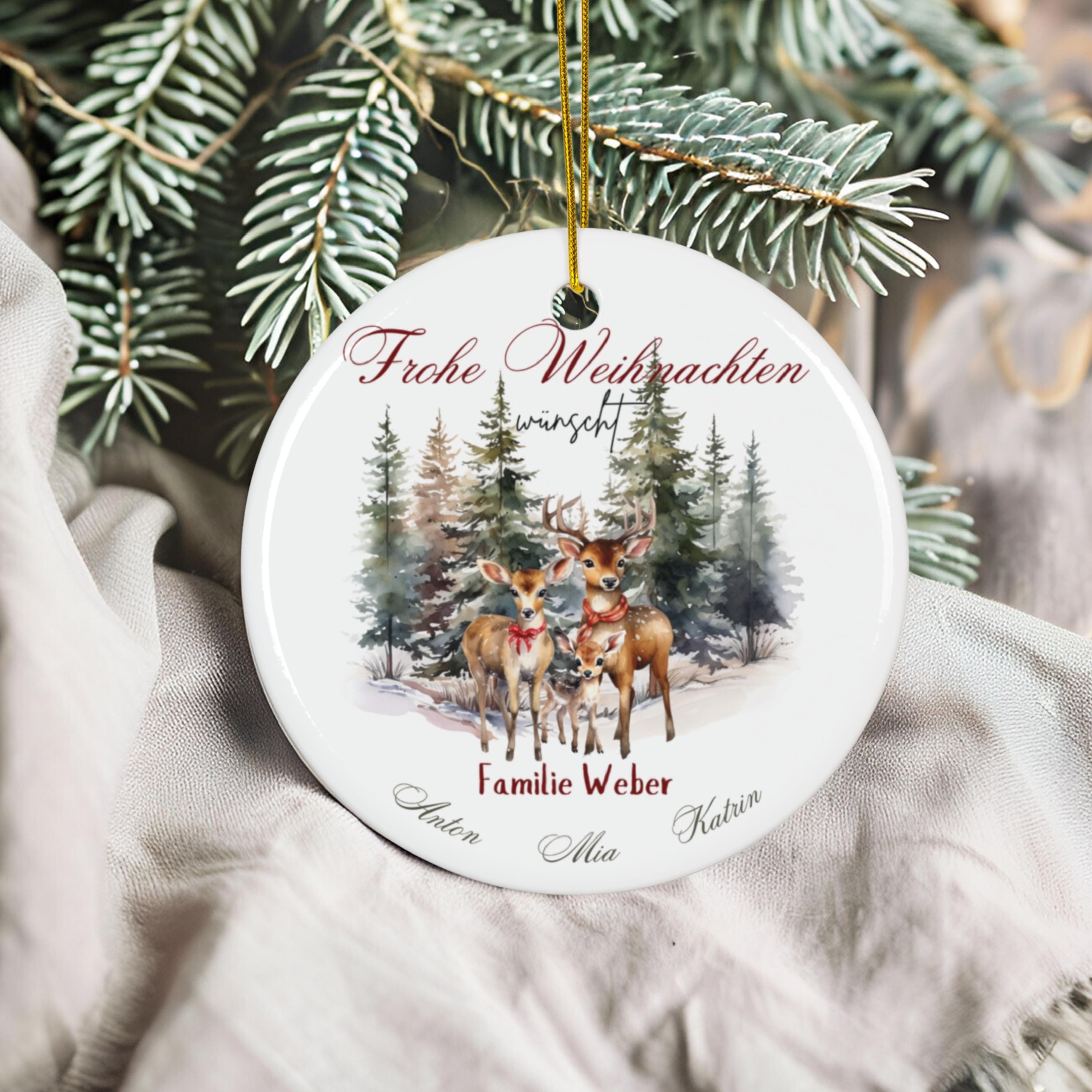 Personalisierter Weihnachtsbaumanhänger mit Familiennamen – Individueller Christbaumschmuck bedruckt – Weihnachtsdeko Geschenk mit Namen - GlamourDesign