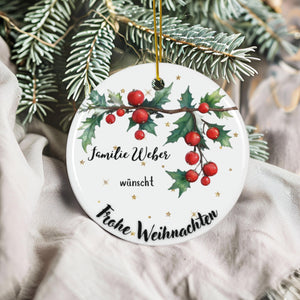 Personalisierter Weihnachtsbaumanhänger mit Familiennamen Individueller Christbaumschmuck bedruckte Weihnachtsdeko Geschenk mit Wunschtext - GlamourDesign