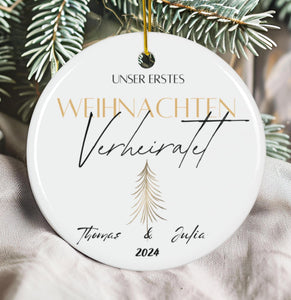 Personalisierter Hochzeitsornament Individueller Baumschmuck Erstes Weihnachten verlobt verheiratet Namensornament Geschenk für Paare - GlamourDesign