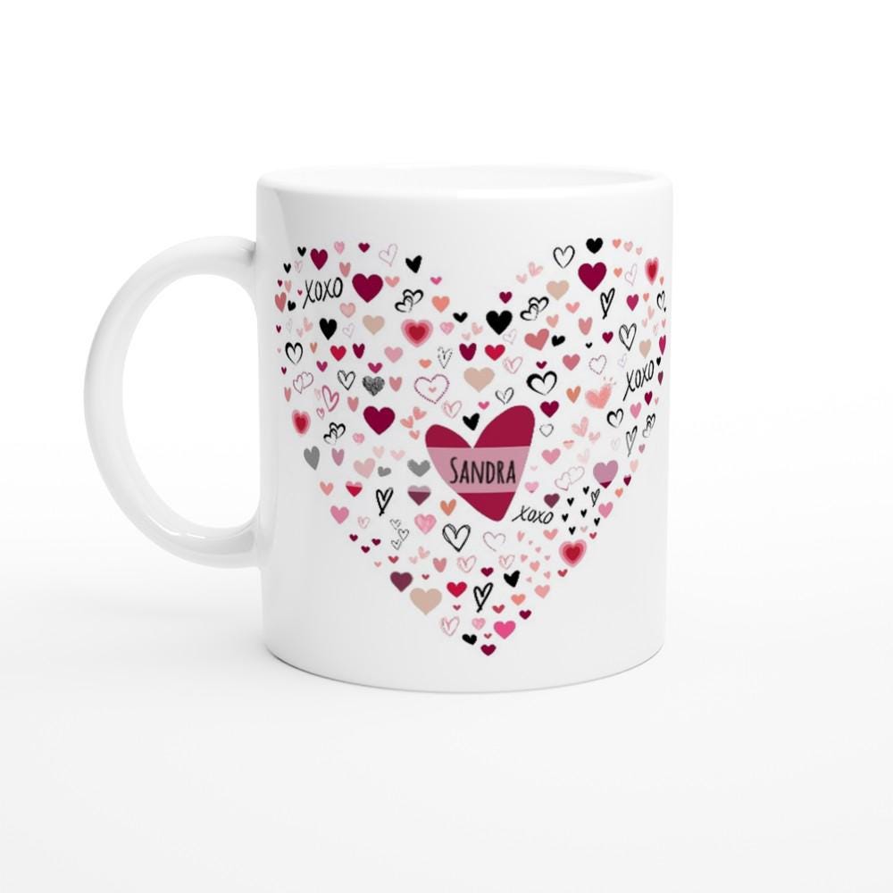 Personalisierte Liebestasse für Valentinstag oder Jahrestag – mit Wunschtext und Namen, ideales Geschenk für verliebte Paare