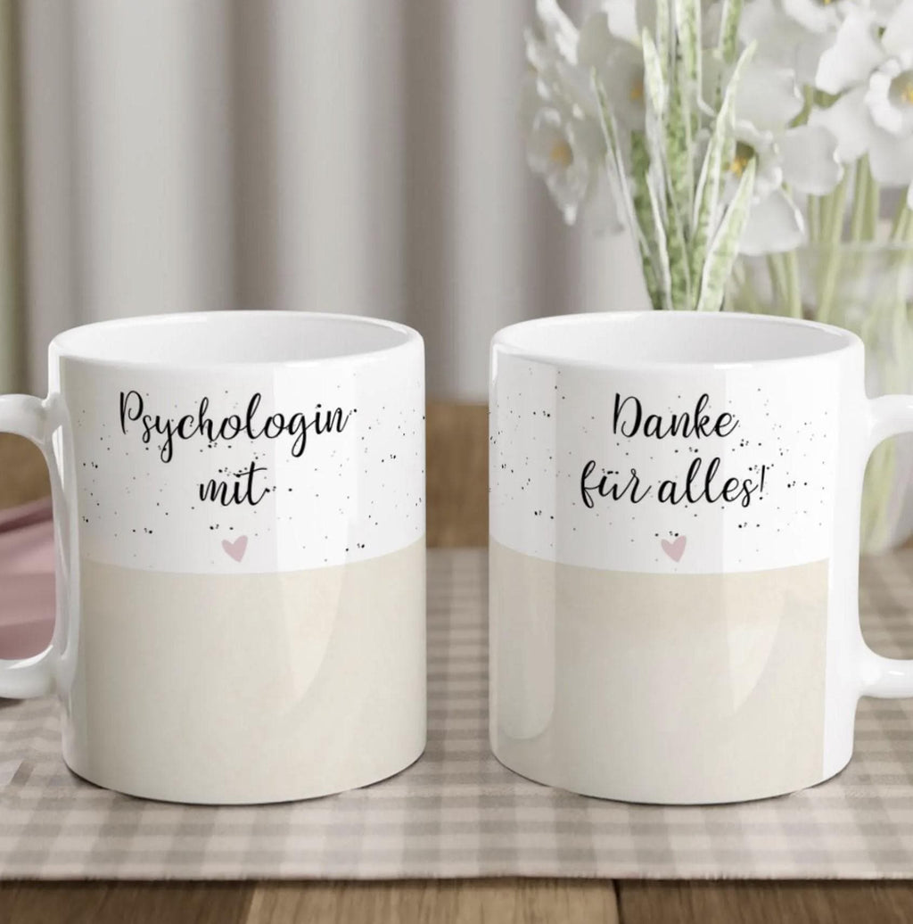 Personalisierte Tasse für Psychologen, Psychologinnen – DIY Wunschtext, wählbare Hintergrund und Herzfarbe – Dankeschön-Geschenkft