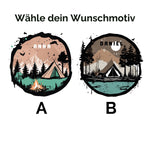 Lade das Bild in den Galerie-Viewer, Personalisierte Emaille Tasse mit Zelt-Motiv – Geschenk für Bergliebhaber &amp; Naturfreunde – Wandern Geburtstagsgeschenk mit Wunschname

