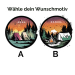 Lade das Bild in den Galerie-Viewer, Personalisierte Emaille Tasse mit Camping-Motiv – Geschenk für Bergliebhaber &amp; Naturfreunde – Wandern Geburtstagsgeschenk mit Wunschname
