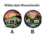 Lade das Bild in den Galerie-Viewer, Personalisierte Emaille Tasse mit Wohnmobil-Motiv Geschenk für Campingliebhaber &amp; Naturfreunde – Outdoor Geburtstagsgeschenk mit Wunschname
