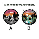 Lade das Bild in den Galerie-Viewer, Personalisierte Emaille Tasse mit Zelt-Motiv – Geschenk für Bergliebhaber &amp; Naturfreunde – Wandern Geburtstagsgeschenk mit Wunschname
