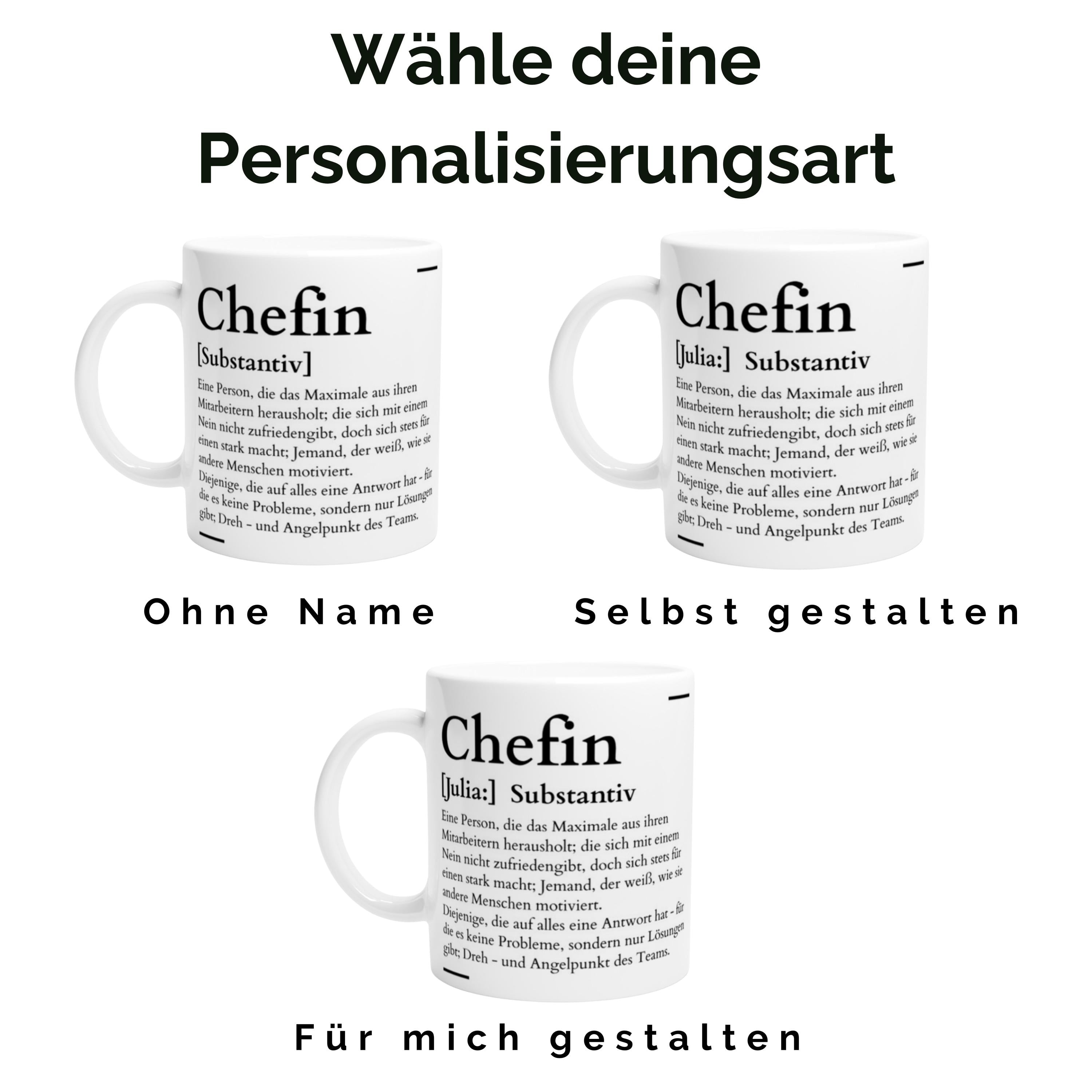 Tasse für die Chefin Definition Synonym Geschenk| personalisierbar mit Namen