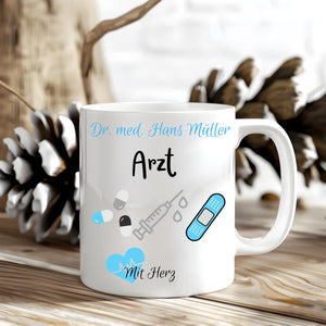 Tasse als Geschenk für den Arzt| Wunschname| Arzt mit Herz | Geschenk für zukünftige Ärzte & angehende Doktoren - Doktor Abschlussgeschenk
