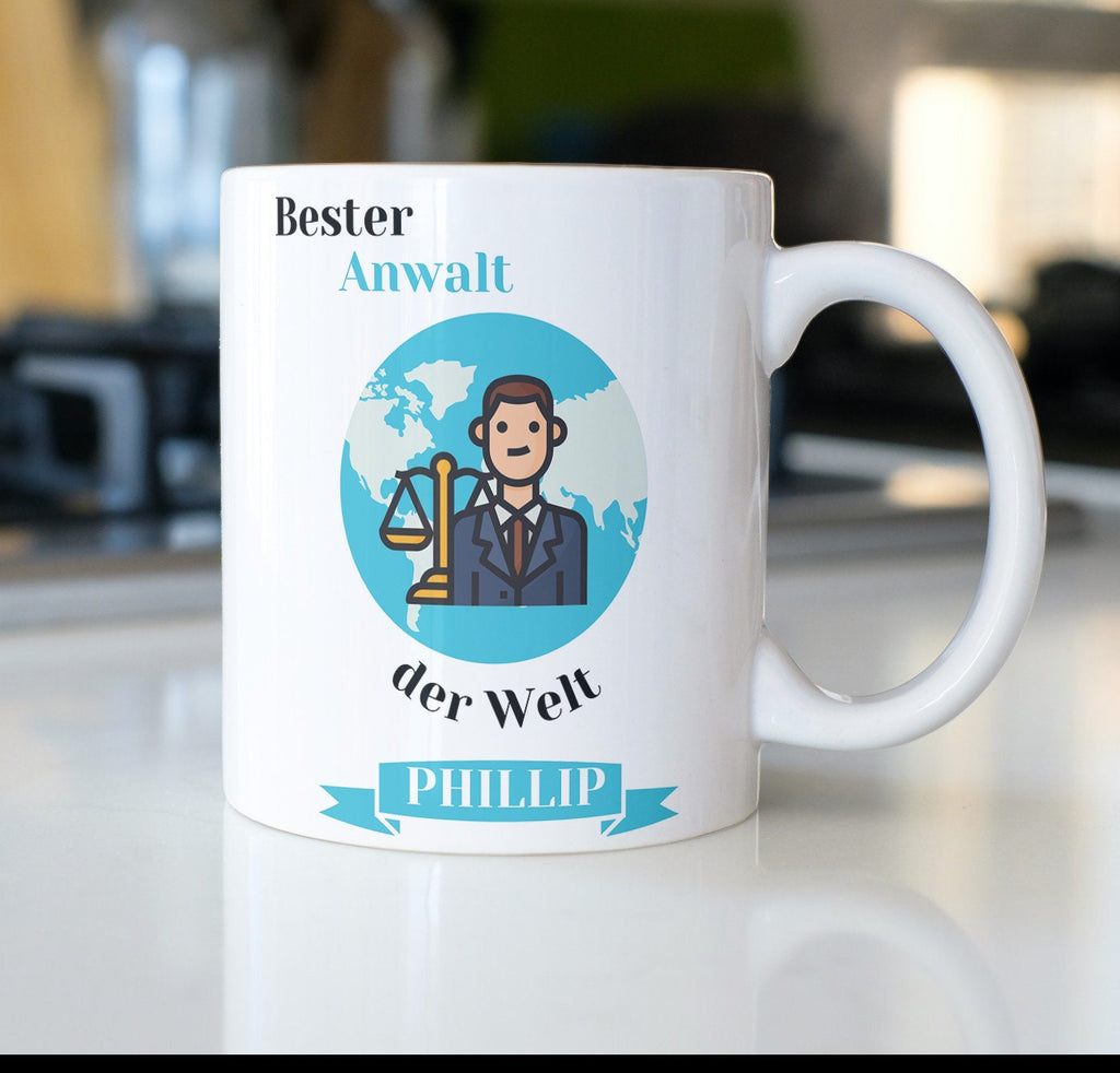 Personalisierte Tasse für den besten Anwalt der Welt | Kaffeetasse Namenstasse | Geschenkidee | Individuell bedruckt - GlamourDesign