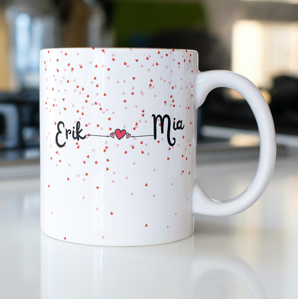 Personalisierte Tasse für die Freundin, Freund, Pärchen, mit niedlichen Herzen |Kaffeetasse Namenstasse | Geschenkidee |Individuell bedruckt - GlamourDesign