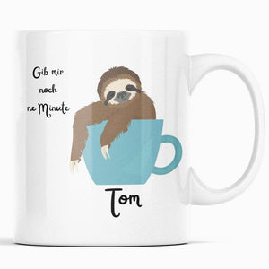 Tasse für Langschläfer mit süßem Faultier Motiv | Kaffeetasse Namenstasse | Geschenkidee | Individuell bedruckt - GlamourDesign