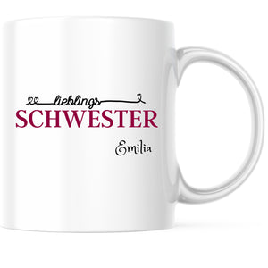 Tasse für die Schwester| Lieblingsschwester Geschenk|personalisierbar mit Namen - GlamourDesign