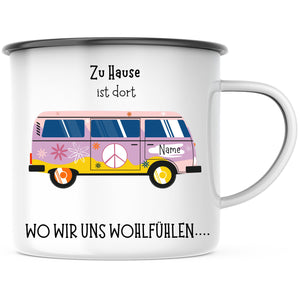 Emaille Tasse| Becher| VW Bus| Camping| Roadtrip| Hippie Edition - GlamourDesign