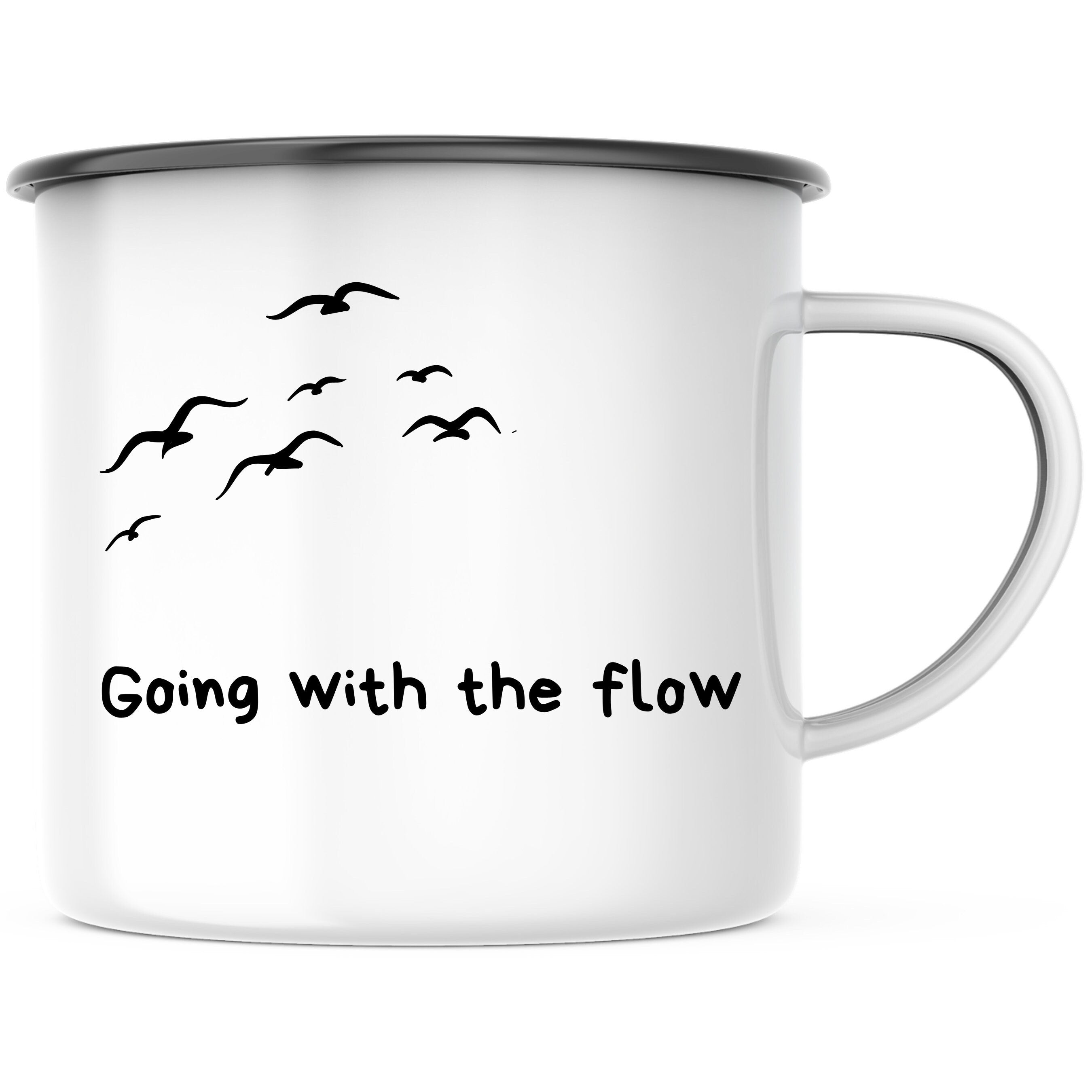 Emaille Tasse| Becher| Reisefans| Going wirth the flow - GlamourDesign